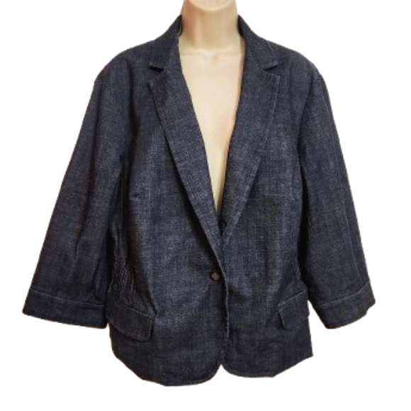 Howe Jackets & Blazers - Howe 2 Denim Cropped Blazer Jacket Dark Wash 20W